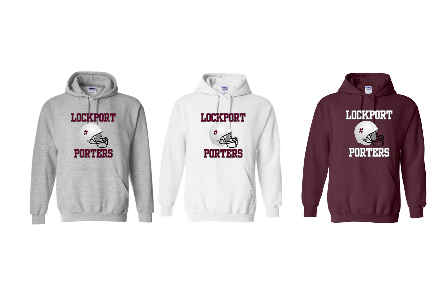 Youth Gildan Heavy Blend Hooded Sweatshirt Design #7 with custom # on helmet