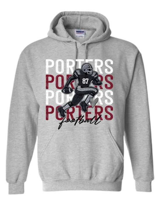 Youth Gildan Heavy Blend Hooded Sweatshirt Design #12 with Custom # on Jersey of Player